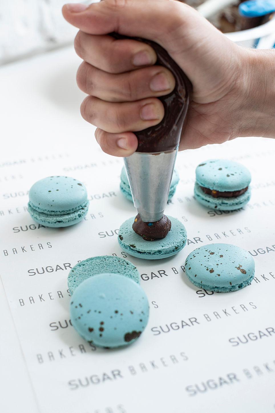 Macarons de chocolate de huevitos de pascua