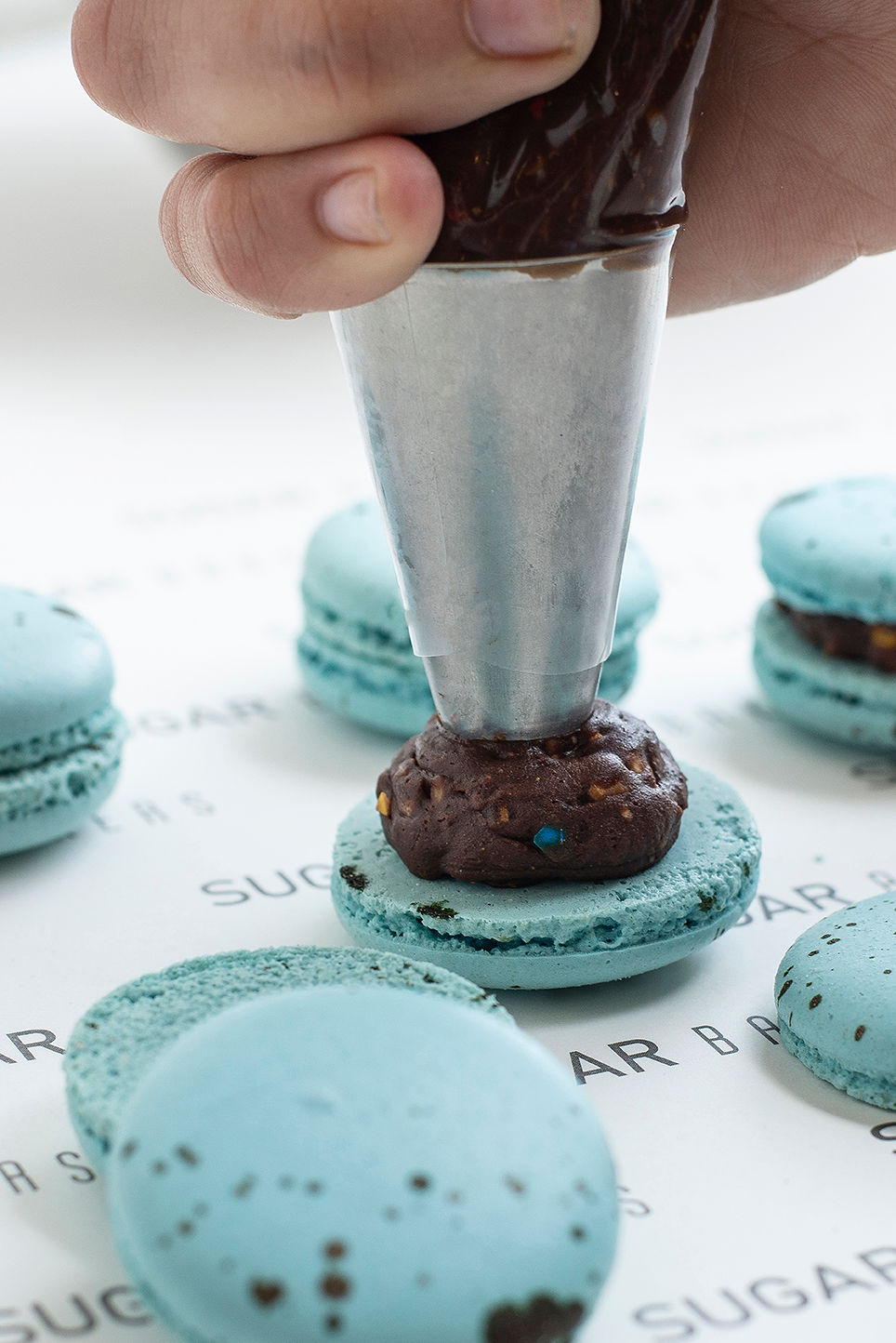 Macarons de chocolate de huevitos de pascua