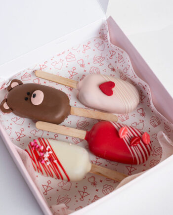 Caja de 4 cake paletas de Valentine's
