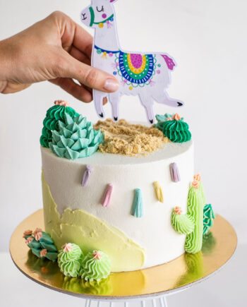 Cake con base elaborada y cake topper