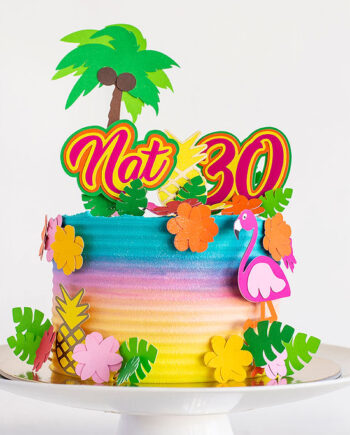 Cake con base tornasol y cake topper